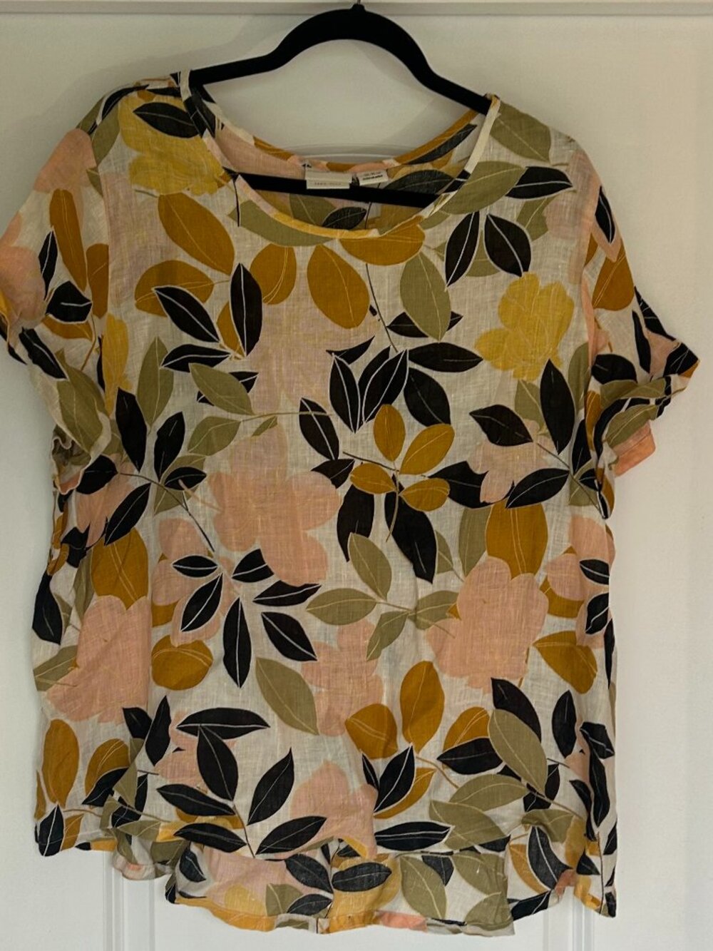 Rachel Zoe 100% Linen Leaf Print Top 2X